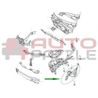 Лонжерона брызговик передний левый