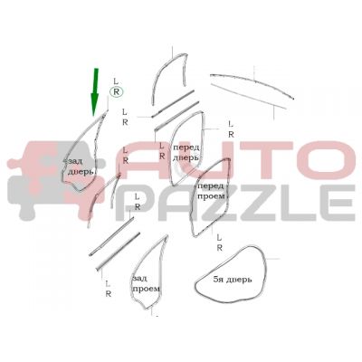 Уплотнитель задней двери правая